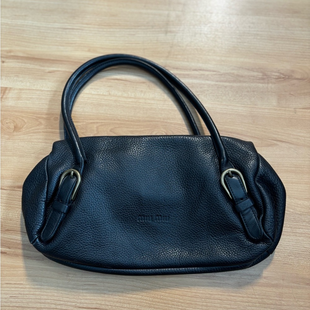 MIUMIU Archive Tote Semi Shoulder bag Logo Leather Black - Picture 3 of 14